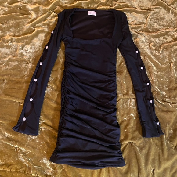 oh polly black long sleeve mini dress - Picture 2 of 5